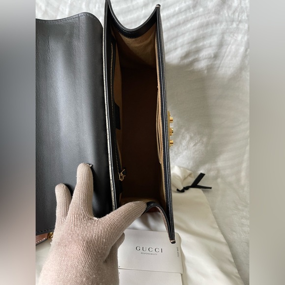 Gucci padlock shoulder bag/ GG supreme Medium brown/ black - Picture 13 of 15